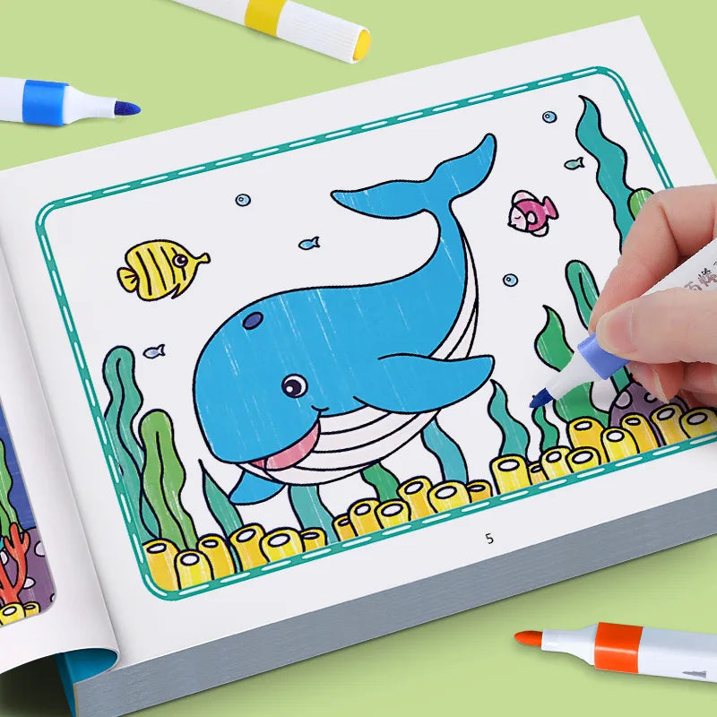 Cartoon Animal Drawing Book, Children's Coloring Book, Graffiti Coloring Book, Fun Coloring Book, Suitable for Children Aged 3-8