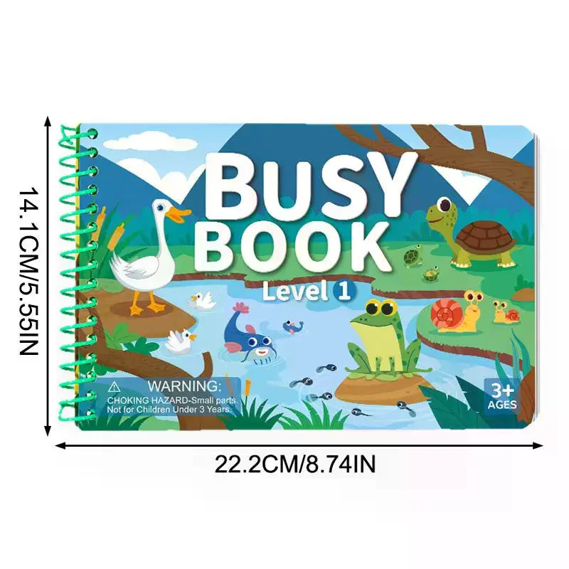 Montessori Quiet Busy Book, Educational DIY Cartoon Sticker Activity Toy for Kids Travel