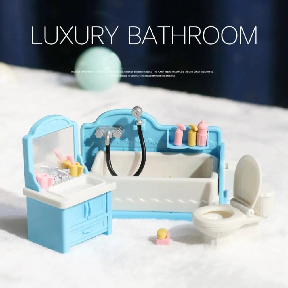 Dollhouse Miniature Furniture DIY Toy Set Forest Family Boys Girls Pretend Play Furniture Toys Living Room Kitchen Doll House