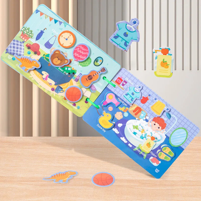 Montessori Quiet Book My First Busy Book DIY Puzzle Animal Fruit Numbers Matching Game Educational Toys For Kids Children