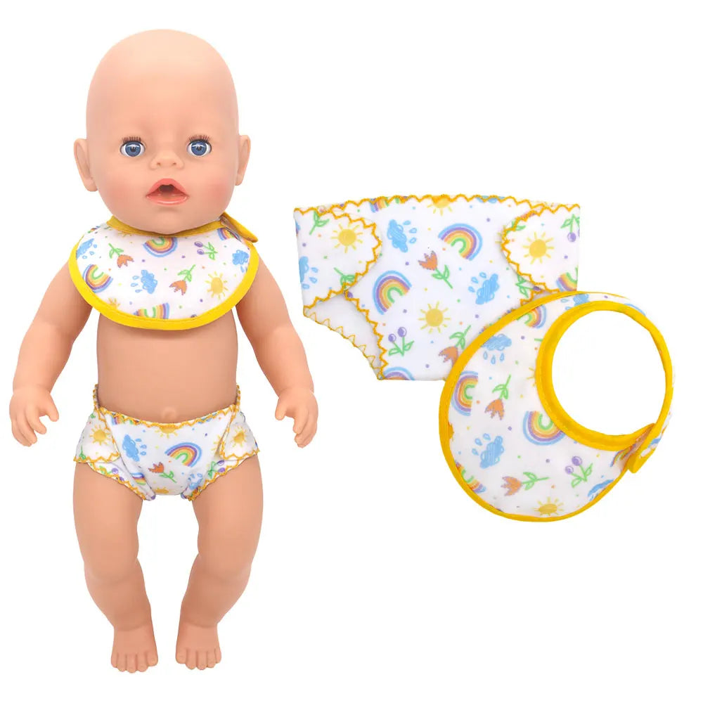 2023 New Drool towel set  For 17 Inch Baby Doll 43cm Doll Clothes, Doll Accessories.