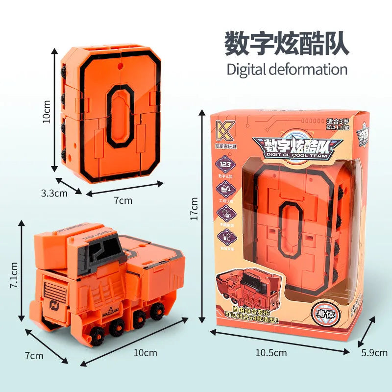 Children's Toy Car Oversized Digital Deformation Toy Children's Robot Digital 0-9 Assembly Puzzle Package Boys' Toys