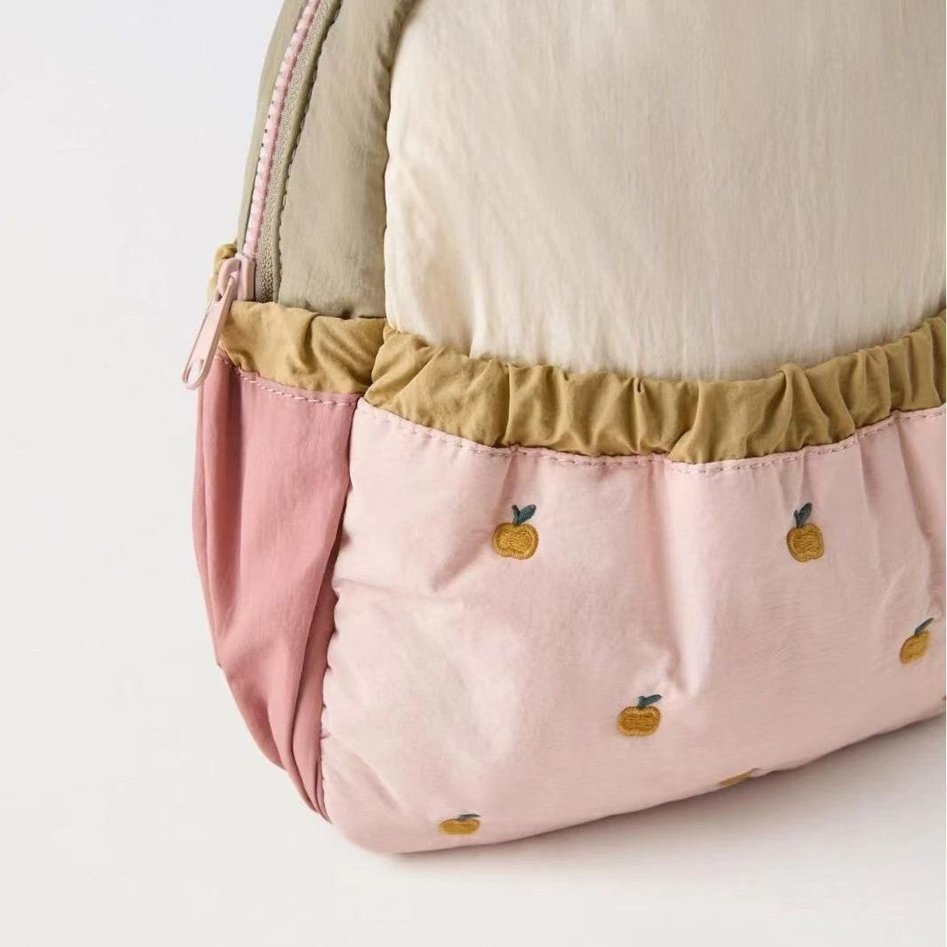 Children's Backpack Cute Spliced Apple Embroidery Schoolbag Baby Mini