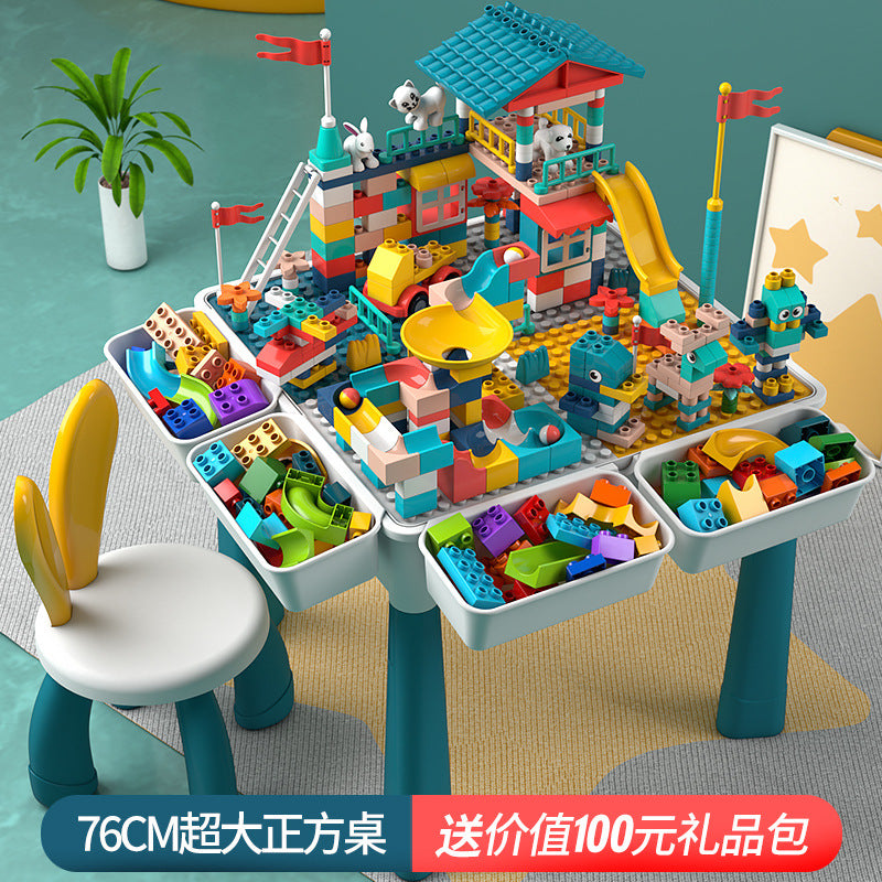 Large Particle Building Block Toys DIY Children's Multifunctional Building Block Table Educational Assembly Learning Table…