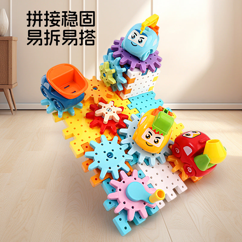 Electric Versatile Large Gear Building Blocks Kidsren's Educational Science and Education DIY Assembly Engineering Vehicle…