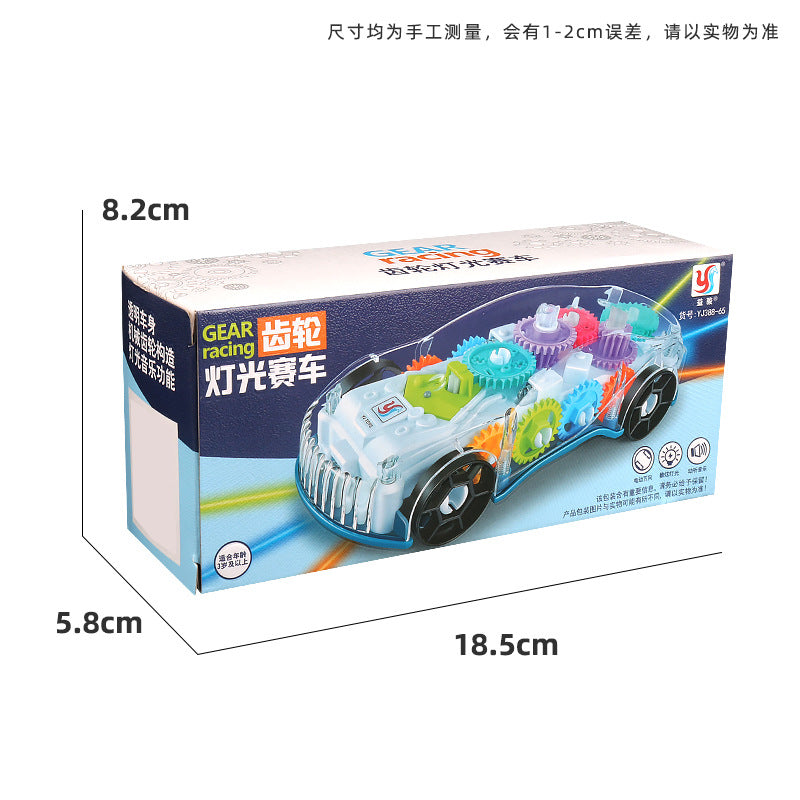 Cross-border Electric Universal transparent gear concept car Music light racing simulation model car children's puzzle…
