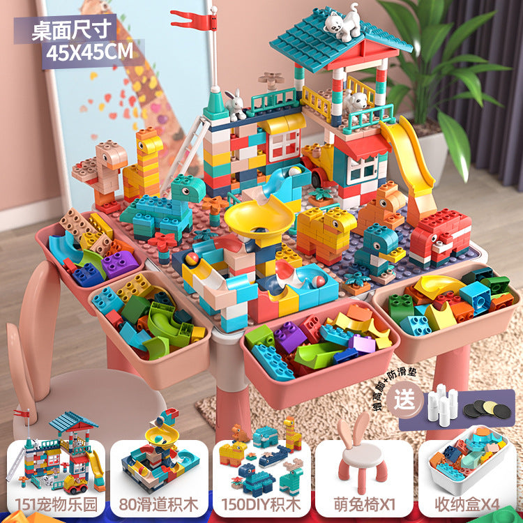 Large Particle Building Block Toys DIY Children's Multifunctional Building Block Table Educational Assembly Learning Table…