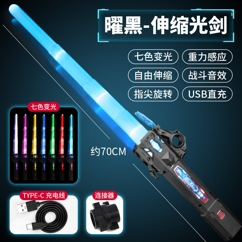 Double-Edged Retractable Light-Up Sword Toy for Boys, Deadpool Warrior 2-in-1 Toy Sword - Color box packaging type-c…