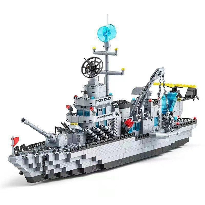 Military Assembly Building Blocks Aircraft Carrier Destroyer Rocket Ship Small Particle Children's Educational Toys Boys'…