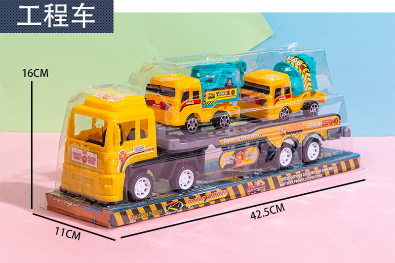 Large inertia trailer double-deck trailer inertia engineering car boy toy car stall children's toys wholesale - Large…
