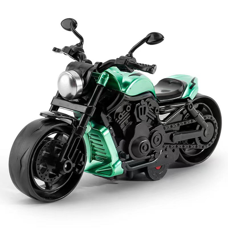 Inertia Toy Car, Simulated Motorcycle Model, Motorcycle Toy, Boy's Simulated Pull-Back Children's Toy - Green inertia% [opp…