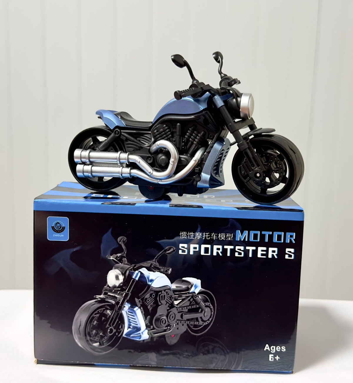 Inertia Toy Car, Simulated Motorcycle Model, Motorcycle Toy, Boy's Simulated Pull-Back Children's Toy - Blue inertia%…