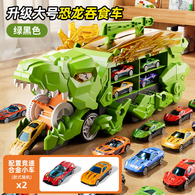 Cross-Border New Product Dinosaur Swallowing Car Folding Ejection Sliding Track Storage Alloy Car Children's Educational…