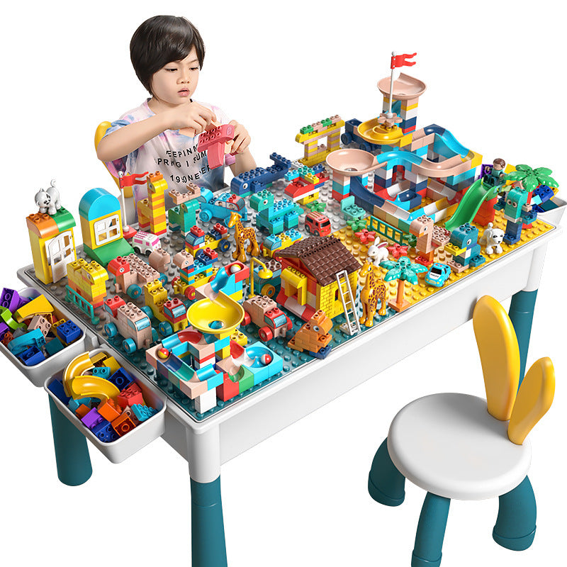Large Particle Building Block Toys DIY Children's Multifunctional Building Block Table Educational Assembly Learning Table…