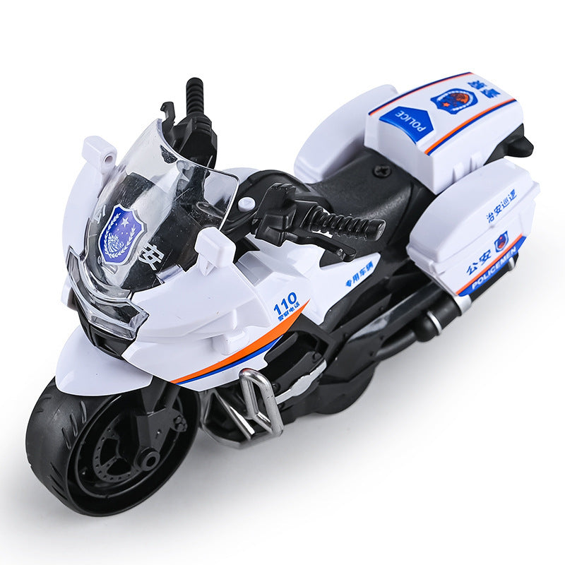 Inertia Toy Car, Simulated Motorcycle Model, Motorcycle Toy, Boy's Simulated Pull-Back Children's Toy - White police [opp…