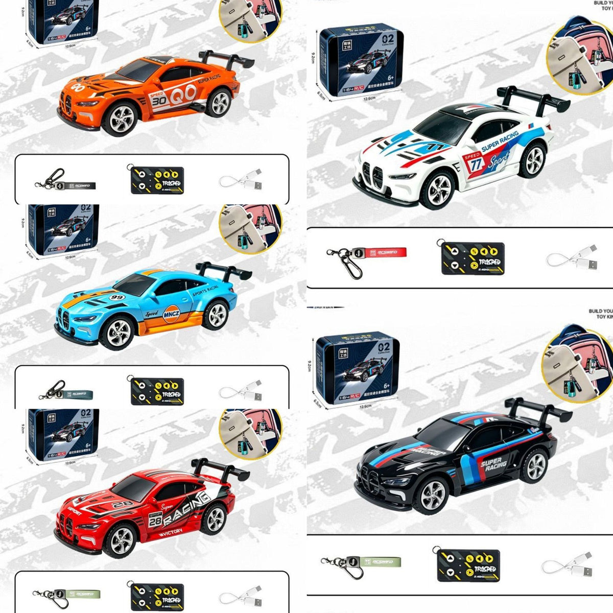 New 1:64 Mini High-Precision Alloy Dual-Mode Wireless Bluetooth Desktop Remote Control Car with Light and Adjustable Speed…