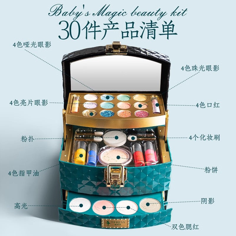 Du Lisha Children's Cosmetics suit Girl Stage Makeup Special Makeup Box Toy Girl's Lipstick Birthday Gift - image 2