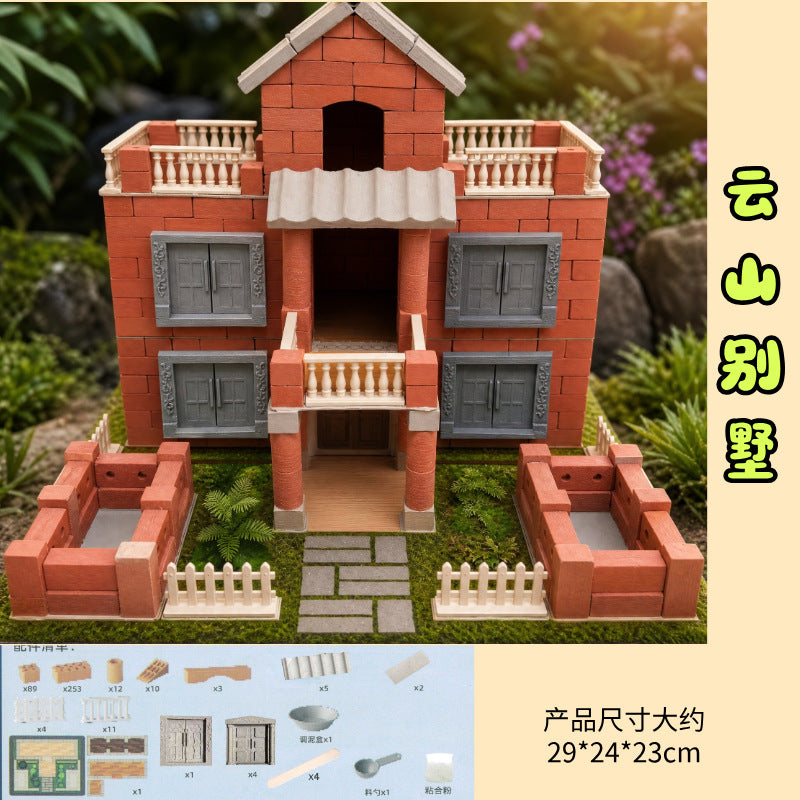 Mason Children's DIY Small House Building Model Assembly Educational Early Learning Toy - [all real bricks + real tiles]…