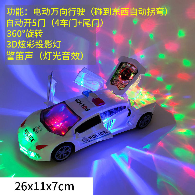Electric Door Opening Police Car 360 Rotating Car Toy Artificial Police Car Model 110 Automatic Running Stall Wholesale…