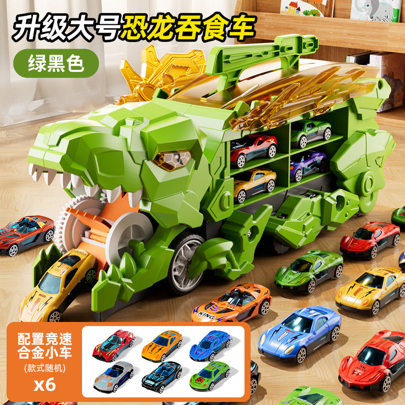 Cross-Border New Product Dinosaur Swallowing Car Folding Ejection Sliding Track Storage Alloy Car Children's Educational…