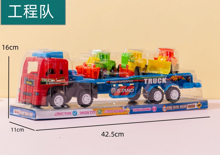 Large inertia trailer double-deck trailer inertia engineering car boy toy car stall children's toys wholesale - Large…