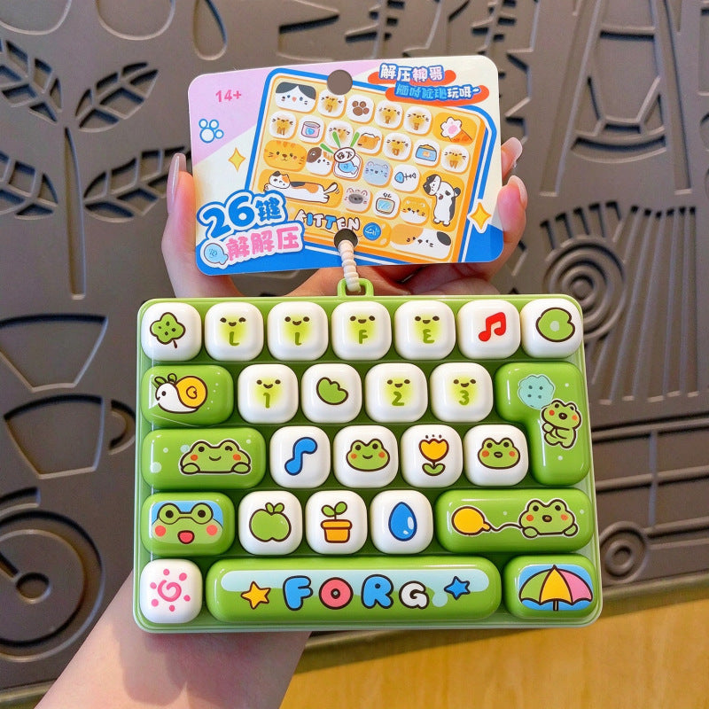 Cross-border 26-key stress-relief keyboard press toy, creative keychain pendant, stress-relief gadget, large-sized press…