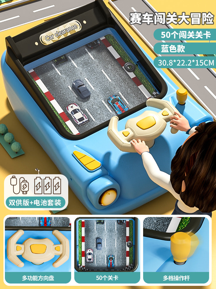 Early education story racing car to break through the big adventure game machine simulation multi-function steering wheel…