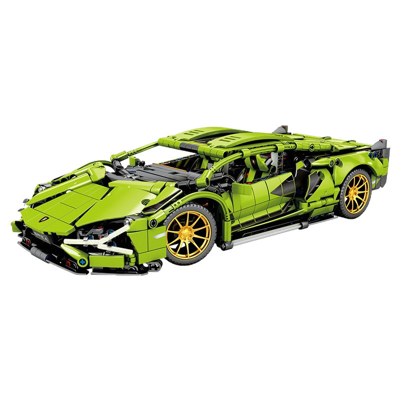 Lamborghini Sports Car Green Bull Assembly Building Blocks Mechanical Set Assembly Model Car Remote Control Boys' Toy…