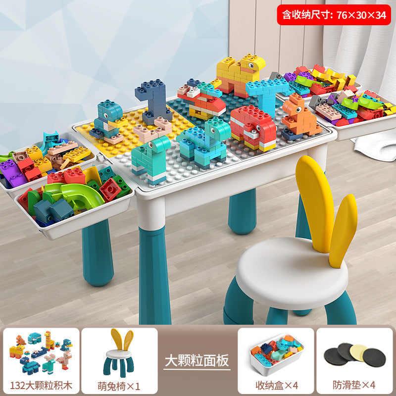 Large Particle Building Block Toys DIY Children's Multifunctional Building Block Table Educational Assembly Learning Table…