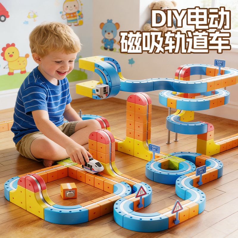 Cross-border Versatile Magnetic Track Car Children's Educational Toy Building Blocks Anti-Gravity Magnetic Suspension Train…