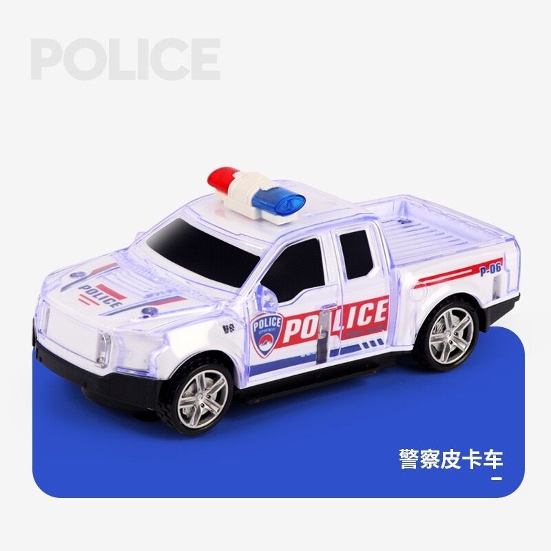 New Electric Universal Transparent Gear Police Car Colorful Light Music Toy Police Car Street Stall Wholesale - Electric…
