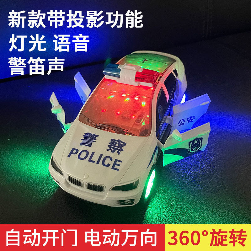 Electric Door Opening Police Car 360 Rotating Car Toy Artificial Police Car Model 110 Automatic Running Stall Wholesale