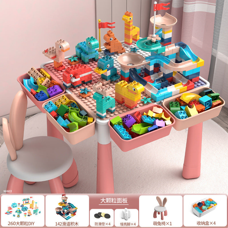 Large Particle Building Block Toys DIY Children's Multifunctional Building Block Table Educational Assembly Learning Table…