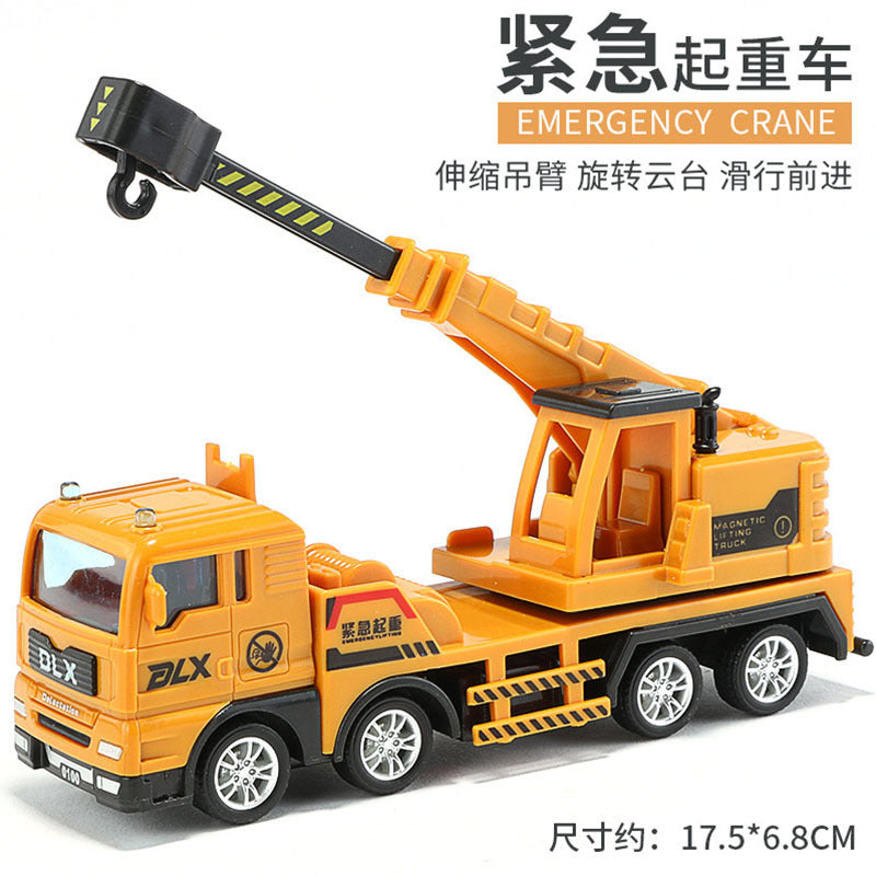 Delixin Kidsren's Rescue Trailer Artificial Flatbed Transporter Car Baby Educational Model Boy Toy Car - Emergency crane
