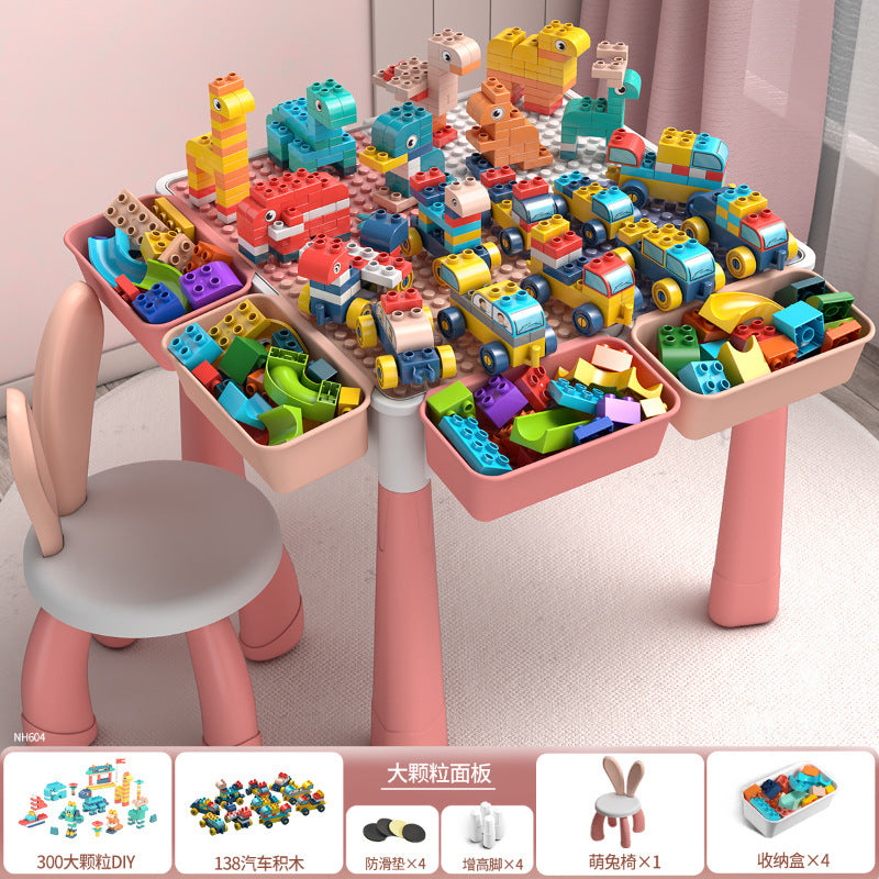 Large Particle Building Block Toys DIY Children's Multifunctional Building Block Table Educational Assembly Learning Table…