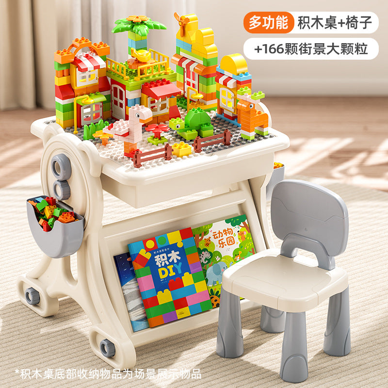 Large Particle Building Block Toys DIY Children's Multifunctional Building Block Table Educational Assembly Learning Table…