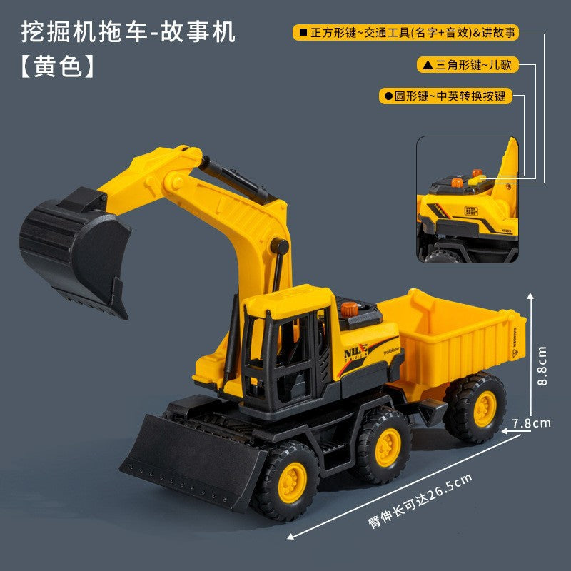 Large Electric Sound and Light Engineering Vehicle for 2-6 Year Old Babies, Children's Gear-Turning Excavator, Early…