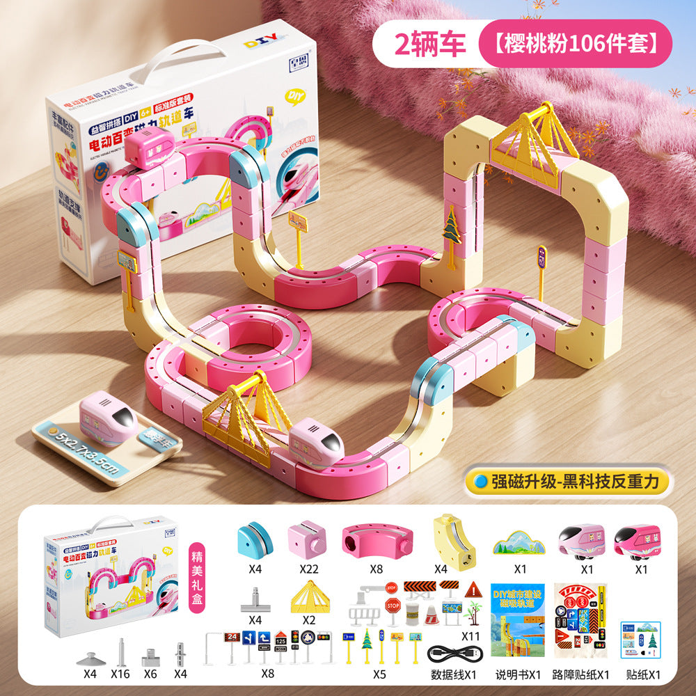Children's Educational Electric Magnetic High-Speed ​​Train Magic Track Cube DIY Magnetic Assembly Toy for Boys and Girls…