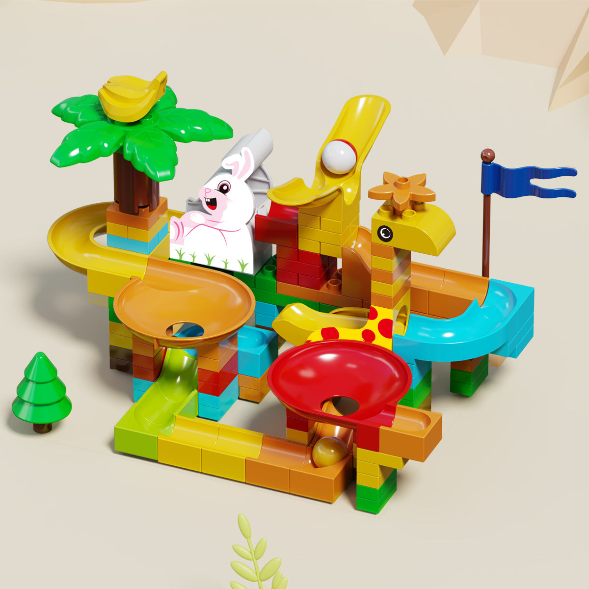 Cross-border wholesale of large particle slide track building blocks, ball track educational assembly DIY toys for boys and…
