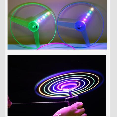 Pull-String Rotating Ufo Outdoor Toy, Giraffe Handle Rotating Ufo, Hand-Pulled Glowing Flying Disc Children's Toy - Light…