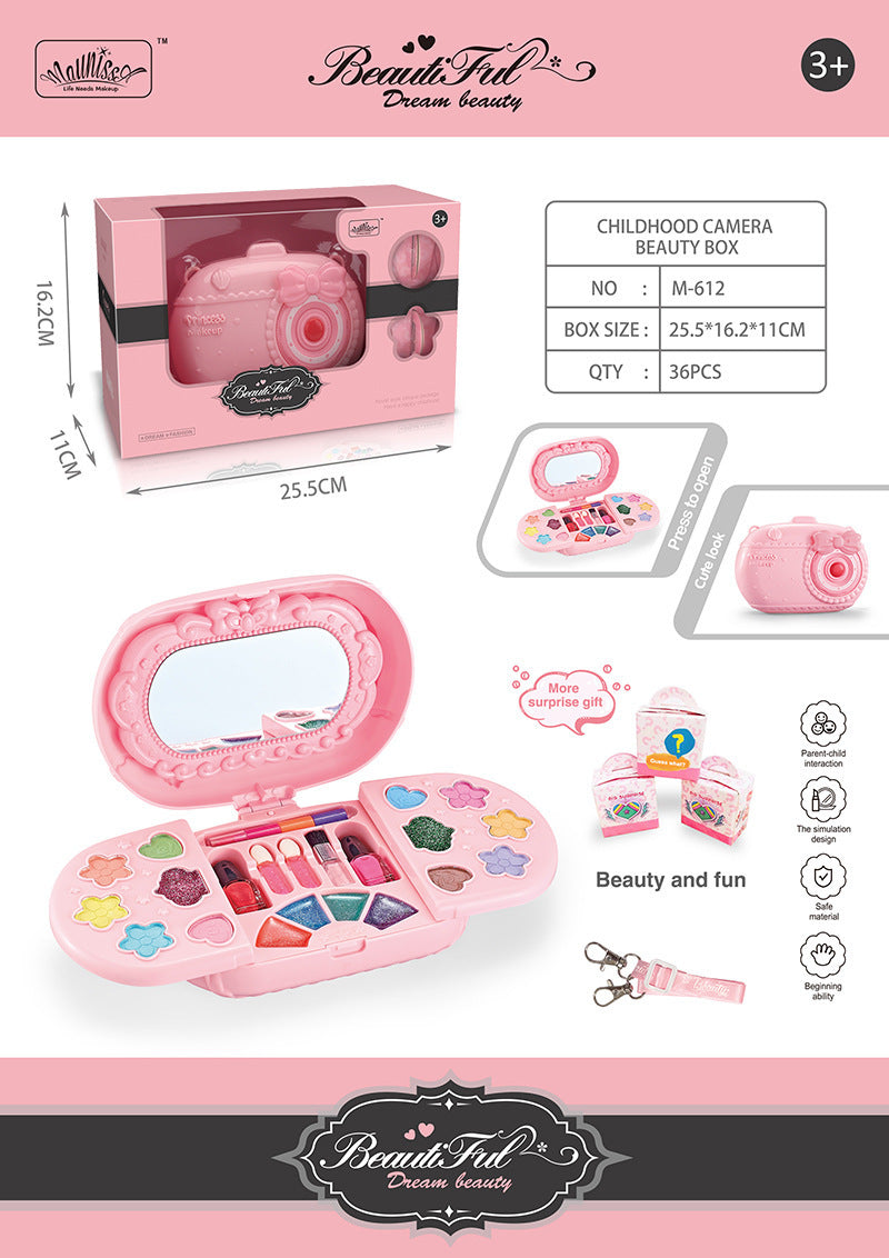 Amazon Cross Border Children Cosmetics suit Girls Makeup Nail Polish Toy Suitcase Performance Birthday Gift - M-612 camera…