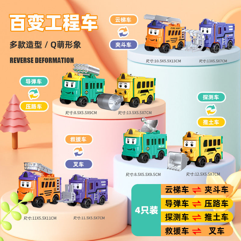 Transforming Toy School Bus Pull-Back Car for Children, Little Boys, and Babies' Birthday Gift - [2-in-1 reversal car]…