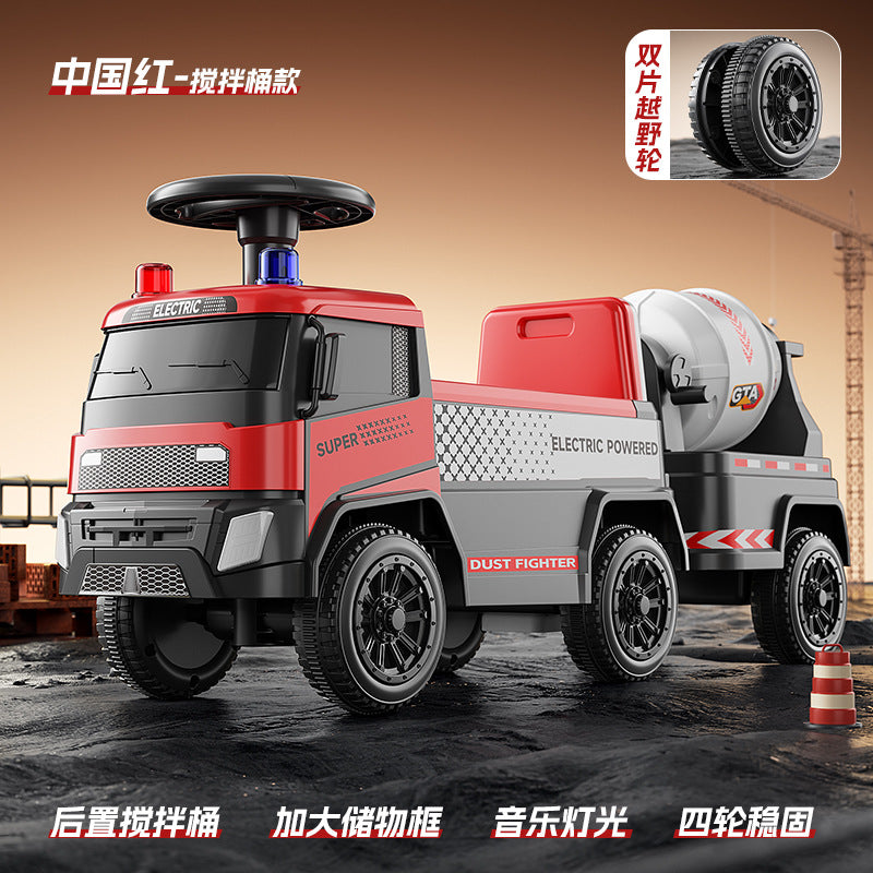Sliding Spray Mixer Truck Safety Backrest Enlarged Storage Box Light Music Anti-Skid Tires Smooth Body - Scooter [china…