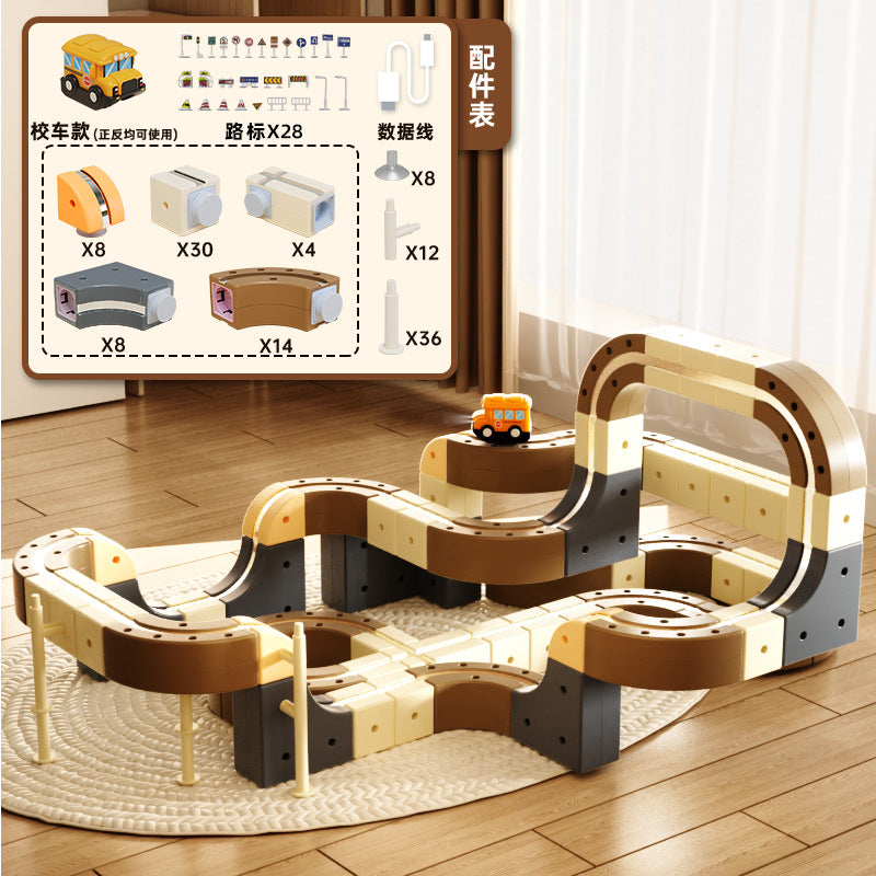 Cross-border Versatile Magnetic Track Car Children's Educational Toy Building Blocks Anti-Gravity Magnetic Suspension Train…