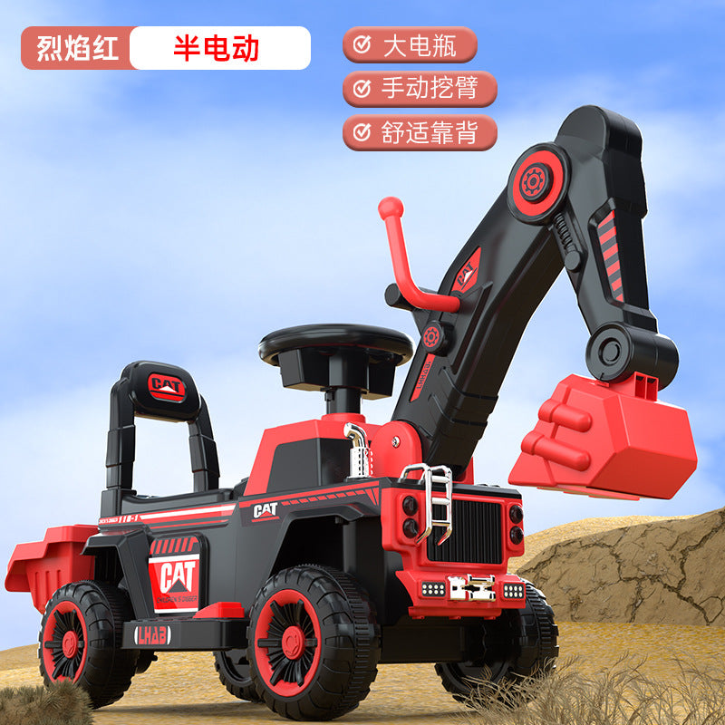 Children's Electric Excavator, Large Enough for Kids to Ride On, Suitable for Boys and Girls, Toy Construction Vehicle…