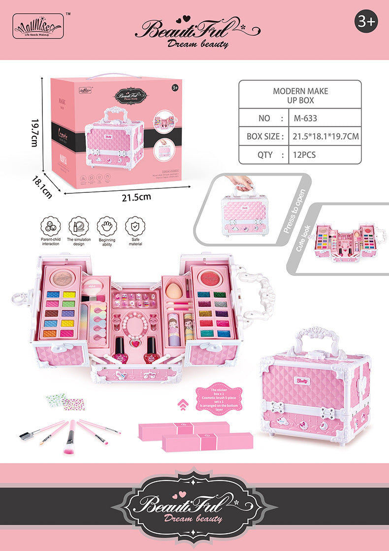 Amazon Cross Border Children Cosmetics suit Girls Makeup Nail Polish Toy Suitcase Performance Birthday Gift - M-633…