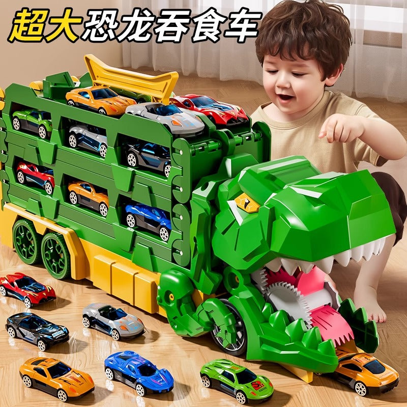 Cross-Border New Product Dinosaur Swallowing Car Folding Ejection Sliding Track Storage Alloy Car Children's Educational…