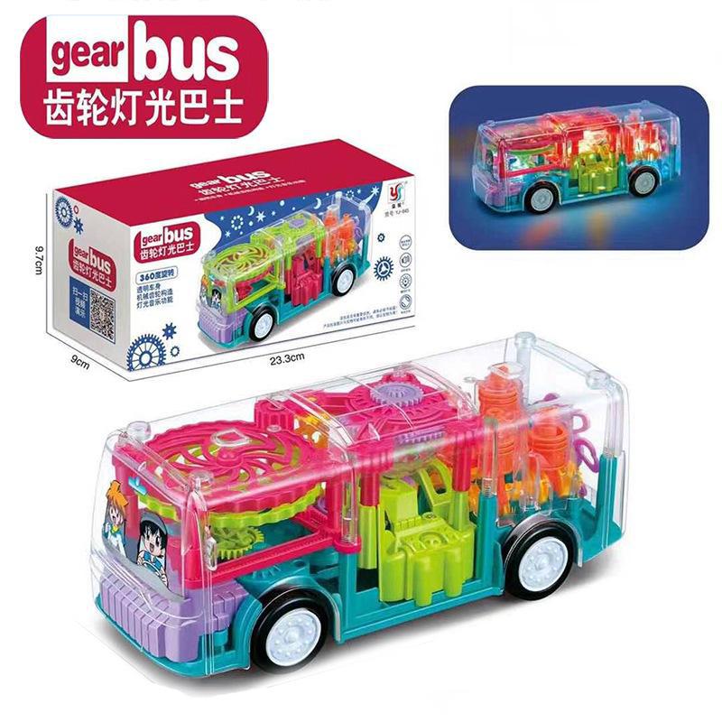 Electric Universal Transparent Gear Toy Car with Music and Lights, Small Train for Children and Boys, Wholesale Night…
