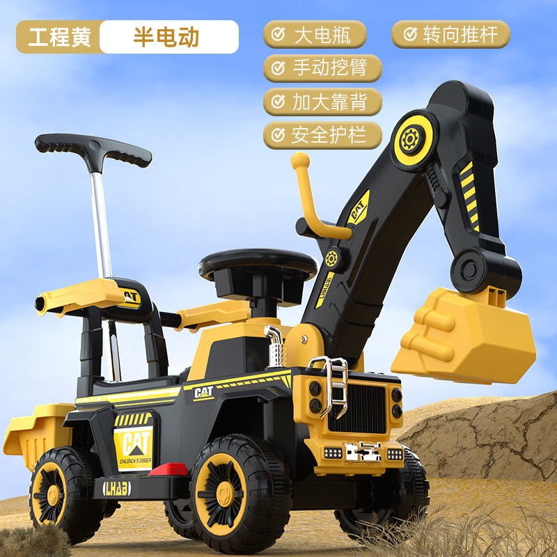Children's Electric Excavator, Large Enough for Kids to Ride On, Suitable for Boys and Girls, Toy Construction Vehicle…