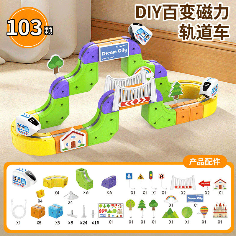 Cross-border Versatile Magnetic Track Car Children's Educational Toy Building Blocks Anti-Gravity Magnetic Suspension Train…
